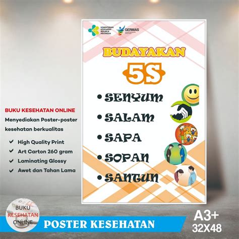 Poster Kesehatan BUDAYAKAN 5S - LAMINATING GLOSSY | Lazada Indonesia