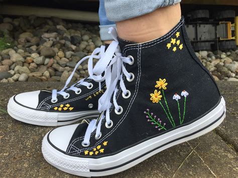 Stars and Flowers Embroidered Converse | Etsy