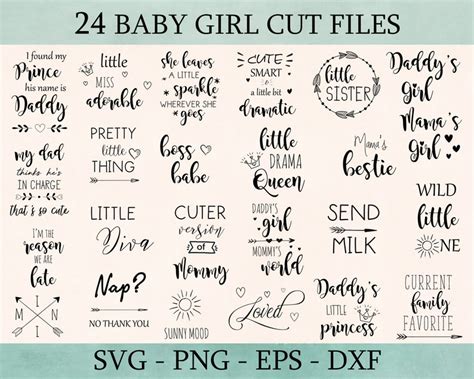 Baby Girl Quotes SVG Cut Files Bundle Newborn Girl PNG - Etsy