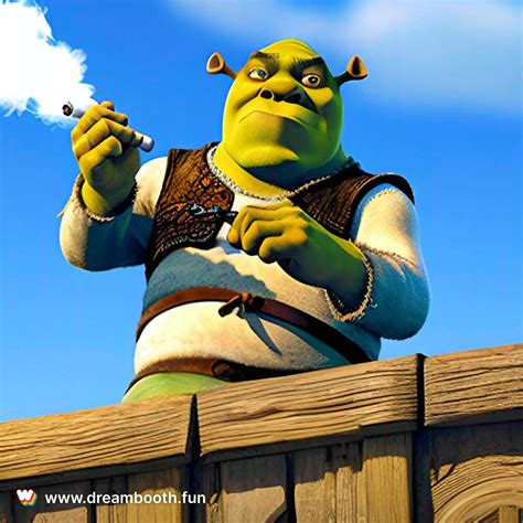 Shrek smoking a cigarette on a balcony in HD : r/weirddalle