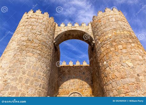 Avila Castle Town Walls Arch Gate Cityscape Castile Spain Stock Image - Image of medieval, arch ...