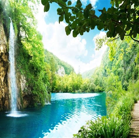 Amazon.com : LFEEY 5x5ft Waterfall Nature Scenery Backdrop for Photographers Beautiful Mountain ...