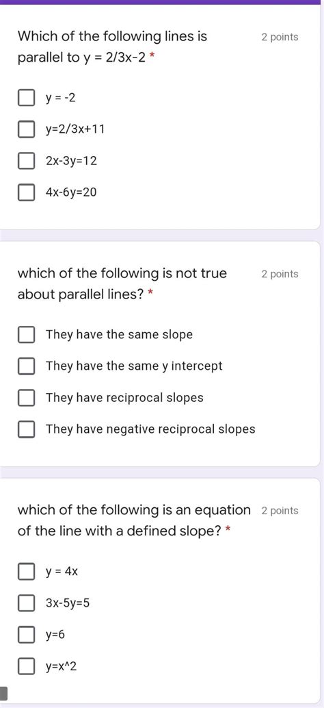 Solved 2 points Which of the following lines is parallel to | Chegg.com