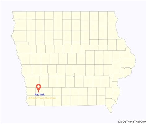 Map of Red Oak city, Iowa - Thong Thai Real