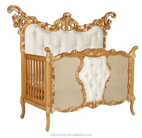 Wy102 Luxury Antique Baby Crib Gold Colour Baby Bed With Leather - Buy Baby Bed,Antique Baby ...