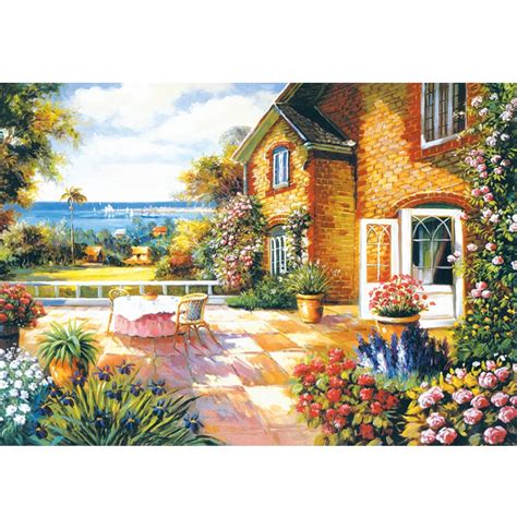 Grownup 1000 Pieces Back Yard Landscape Painting Puzzles 3D Thick Paper 1000 Piece Garden ...