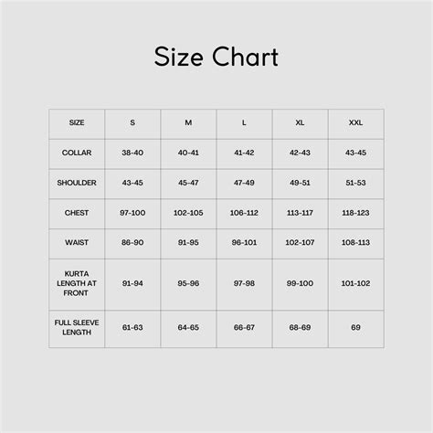 Kurta Size Chart – rawandrustic