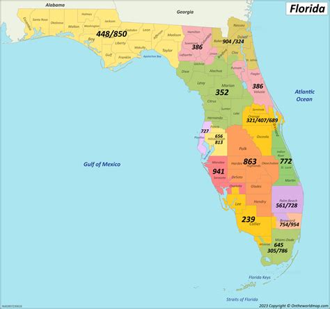 Florida Area Codes Map - Ontheworldmap.com