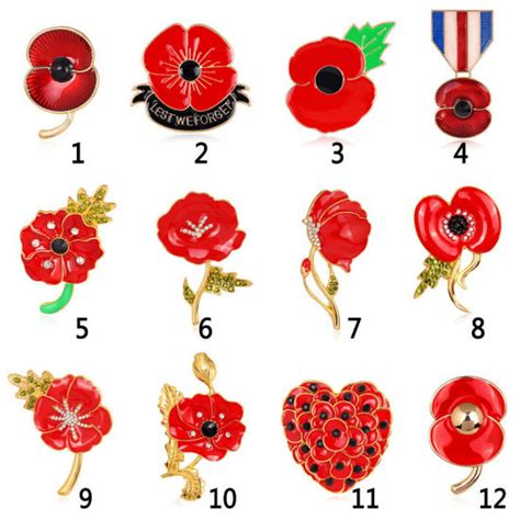 China Wholesale Custom Design Lest We Forget Rembrance Brooch Red Poppy Enamel Lapel Pin Badge ...