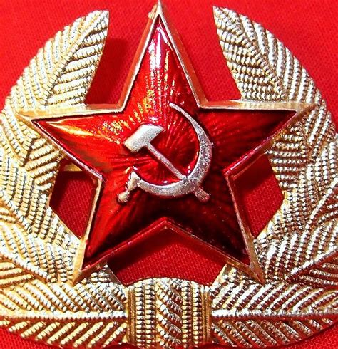 VINTAGE 1970’S RUSSIAN SOVIET UNION MILITARY FORCES HAT CAP BERET BADGE ...