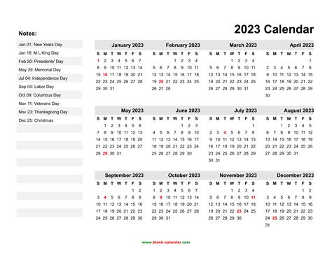 2023 Pdf Yearly Calendar With Holidays Free Printable Templates - IMAGESEE