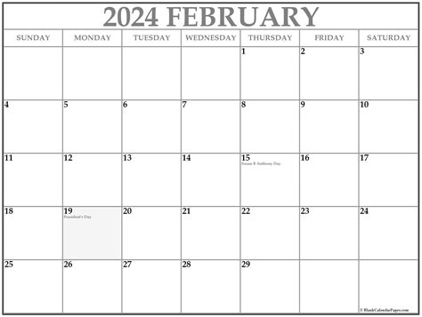 February 2024 Calendar With Holidays