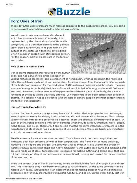 Uses of Iron | PDF | Iron | Hemoglobin