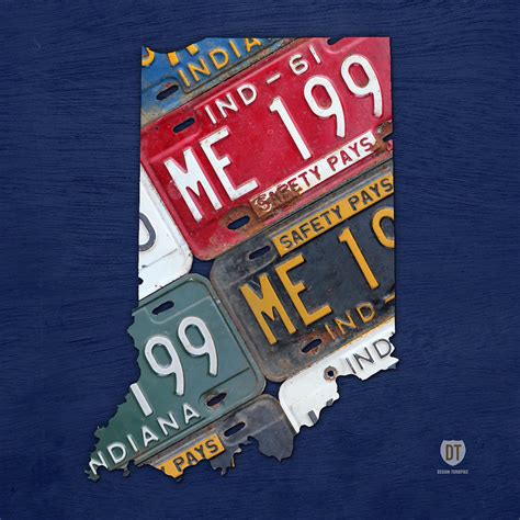 Indiana State License Plate Map Mixed Media by Design Turnpike