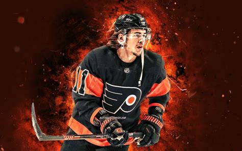 Download wallpapers Travis Konecny, 4k, NHL, Philadelphia Flyers, hockey stars, hockey, orange ...