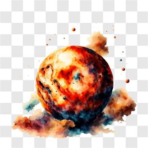 Download Watercolor Planet Painting with Clouds and Stars PNGs Online - Creative Fabrica