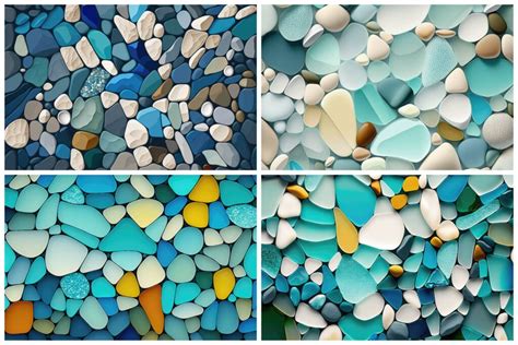 Seaside Treasures: 16 Beach Glass Mosaic Backgrounds in 6K | HipFonts