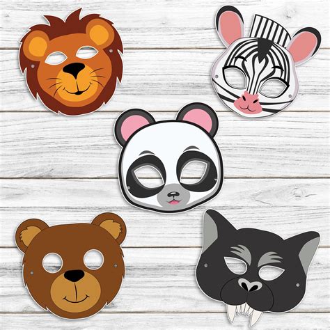 Wild Animal Masks, Forest Animal Paper Mask, Animal Birthday Party ...