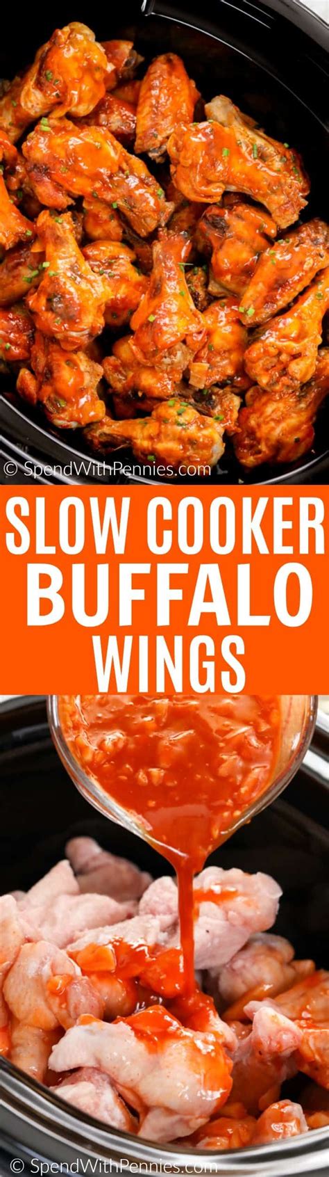 Tender buffalo wings cooked all day in the slow cooker! These are the hit of any party without ...