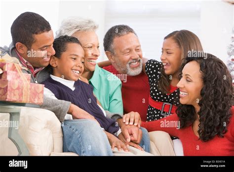 Family Portrait At Christmas Stock Photo - Alamy