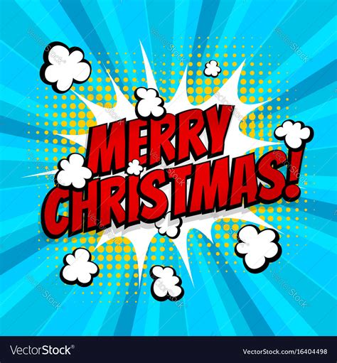 Merry christmas pop art comic book text Royalty Free Vector