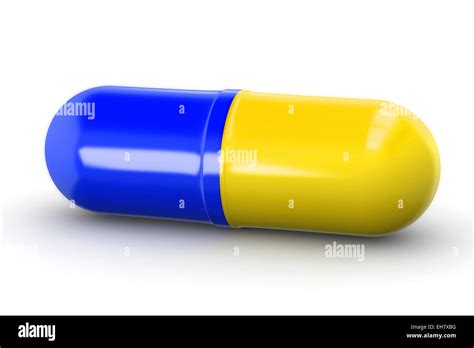 Blue and yellow capsule, illustration Stock Photo - Alamy