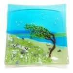 'Windswept Tree' - Fused Glass Plate » CONNEMARA BLUE
