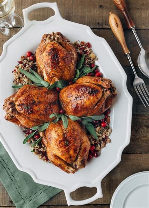 Cornish Hens with Apple-Cranberry Rice Stuffing - Striped Spatula