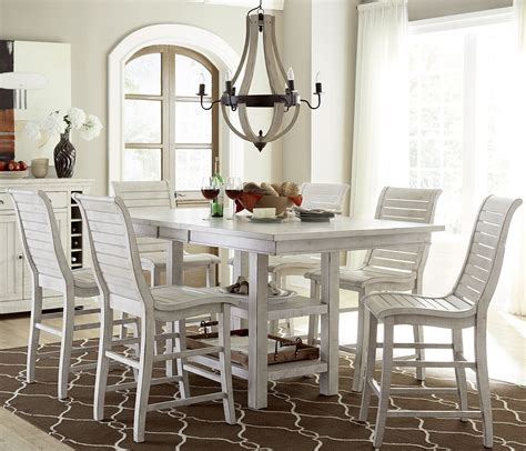 Willow Distressed White Rectangular Counter Height Dining Room Set from ...