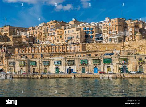 view on Valletta with its architecture from the sea Stock Photo - Alamy