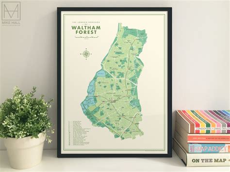 Waltham Forest (London borough) retro map giclee print – Mike Hall Maps & illustration