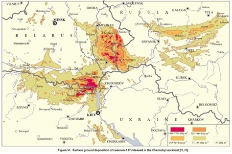 Карта радиоактивного загрязнения Украины, Белоруссии и России | Пикабу