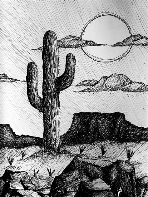 Desert Scene Drawing at PaintingValley.com | Explore collection of ...