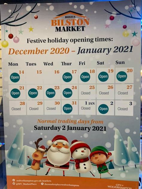 Bilston market Christmas opening times. - Bilston Town Centre