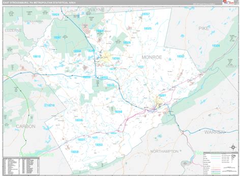 East Stroudsburg, PA Metro Area Wall Map Premium Style by MarketMAPS - MapSales