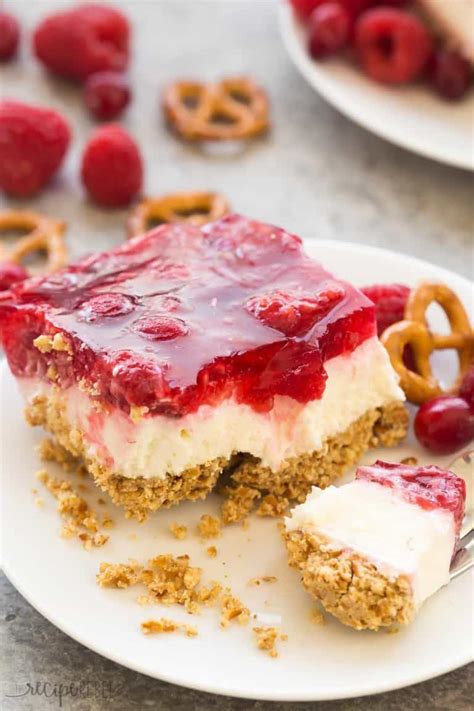 This Cranberry Raspberry Pretzel Salad Dessert is an easy holiday dessert salad that ...