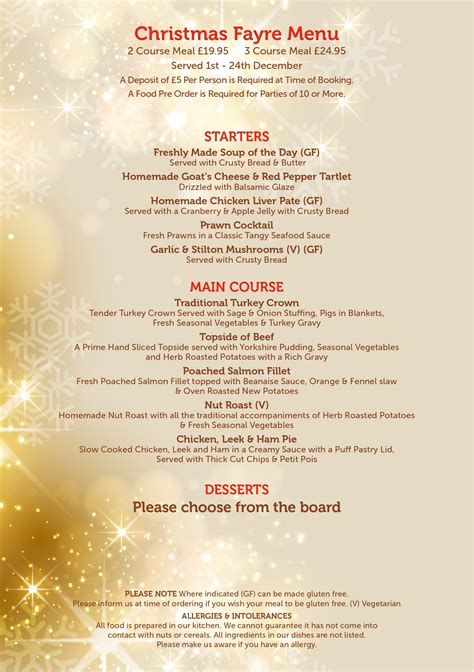 Christmas Fayre Menu – Horseshoe Inn