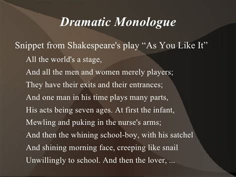 Narrative and Dramatic Poetry: monologue