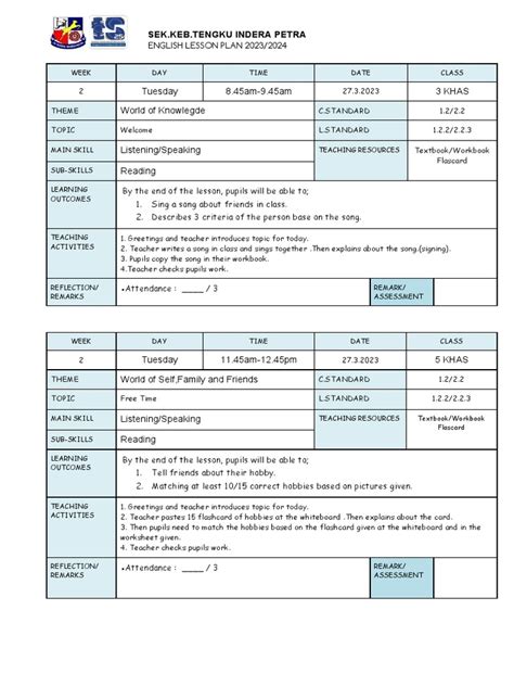 LESSON PLAN 2023 MONDAY terbaru | PDF | Cognitive Science | Communication