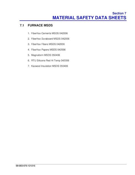 (PDF) Section 7 MATERIAL SAFETY DATA SHEETS MSDS.pdf · Fiberfrax Duraboard MSDS 042006 3 ...