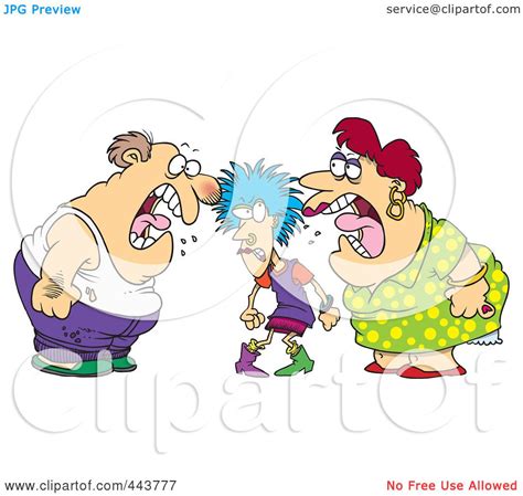 Royalty-Free (RF) Clip Art Illustration of a Cartoon Dysfunctional Family Fighting by Ron ...