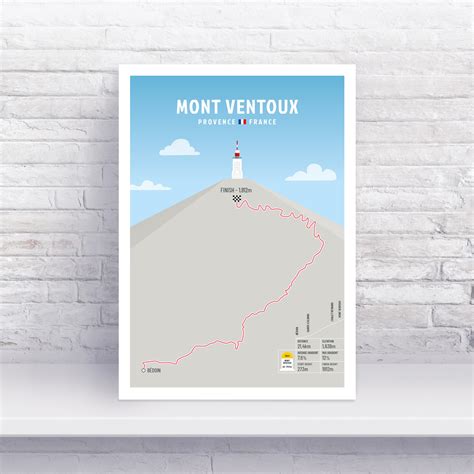 Mont Ventoux Cycling Print – Route Bédoin to Mont Ventoux – Kola Kube ...