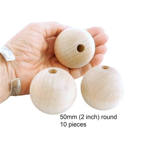 Extra Large Round Wood Beads Unfinished 50mm 2 Inch 1 - Etsy UK