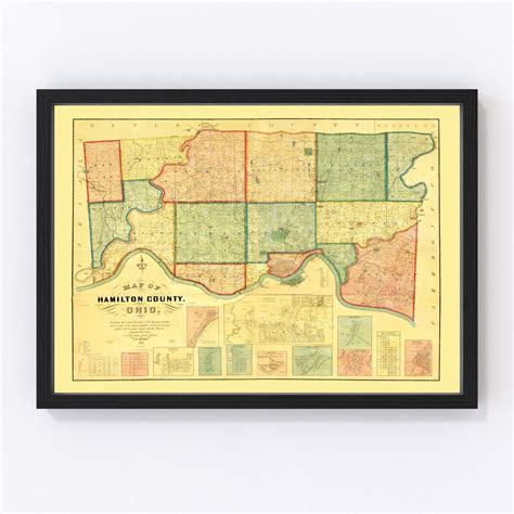 Vintage Map of Hamilton County, Ohio 1856 by Ted's Vintage Art