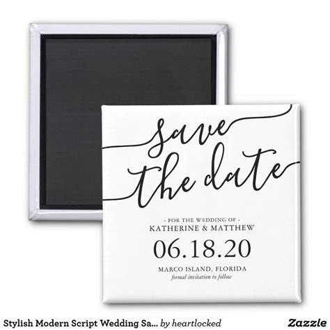 Stylish Modern Script Wedding Save the Date Magnet | Zazzle.com | Save the date magnets, Wedding ...