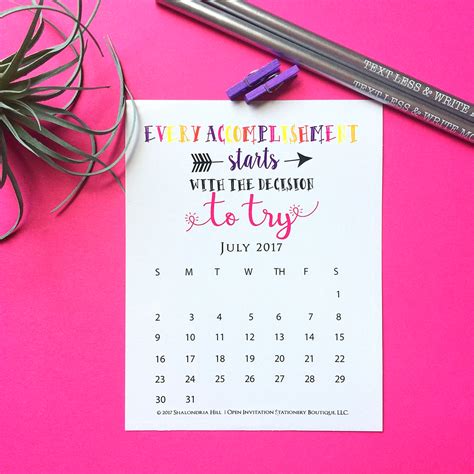 Printable Motivational Desk Calendar