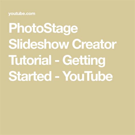 PhotoStage Slideshow Creator Tutorial - Getting Started - YouTube | Tutorial, The creator, Slideshow