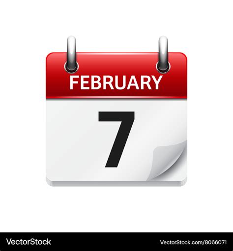 February 7 flat daily calendar icon date Vector Image