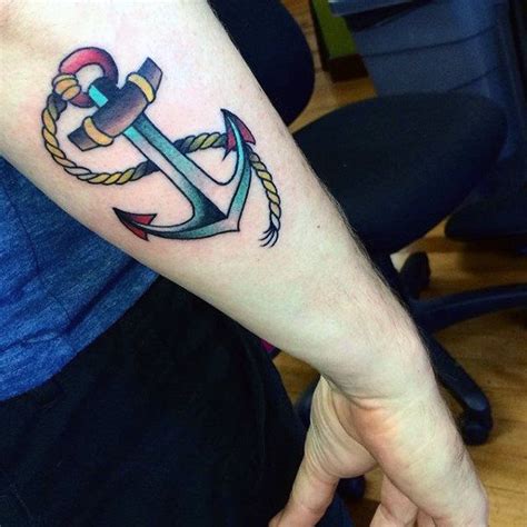 Metallic Traditional Anchor Mens Outer Forearm Tattoos Bff Tattoos, Anchor Tattoos, Trendy ...