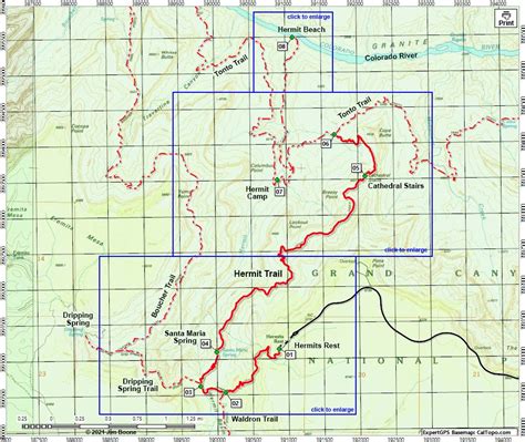 Hiking Around Las Vegas, Grand Canyon NP, Hermit Trail Map - Overview